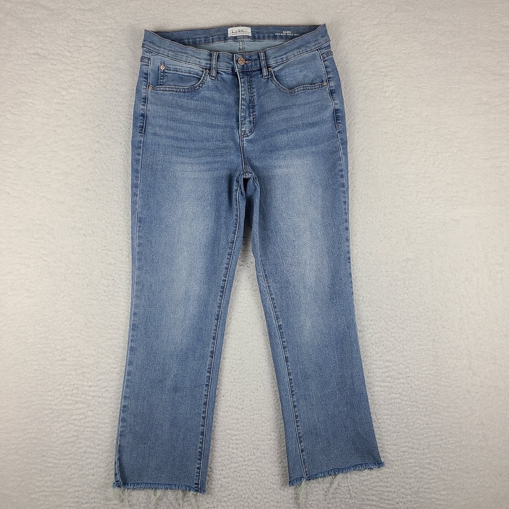 Nicole Miller Jeans Womens 10 Blue SOHO High Rise Ankle Boot Light Wash Denim‎